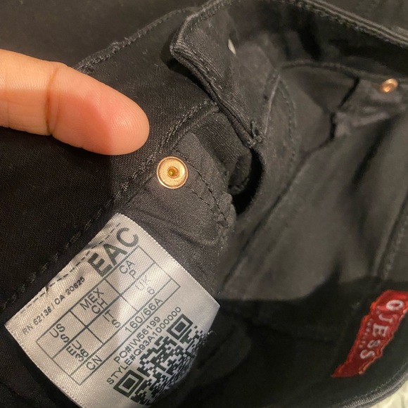 Black mini skirt with metallic gold ribbons on sides. - Picture 3 of 3